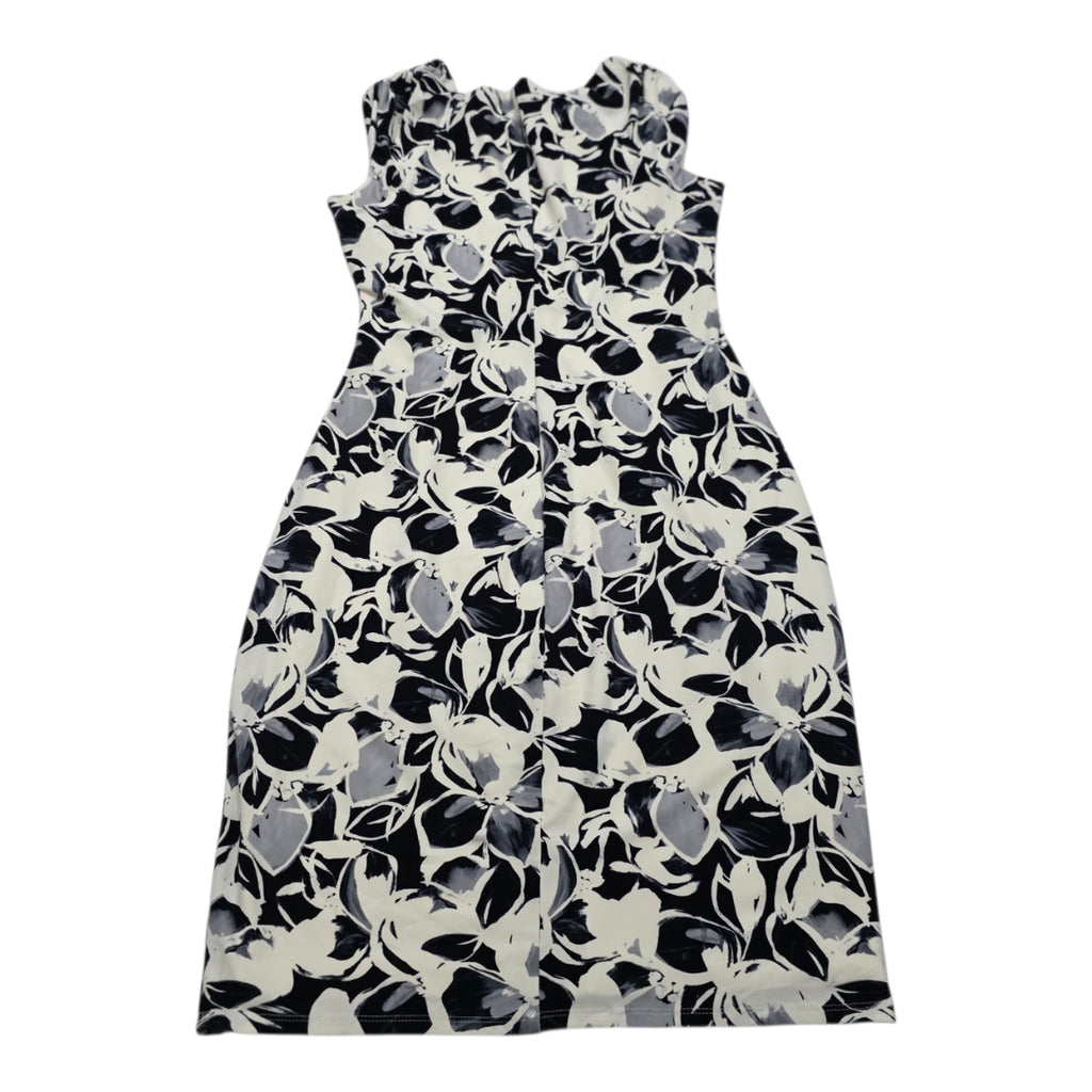Vestido Ralph Lauren Gris/blanco Flores Talla 6 Manga Corta
