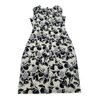 Vestido Ralph Lauren Gris/blanco Flores Talla 6 Manga Corta