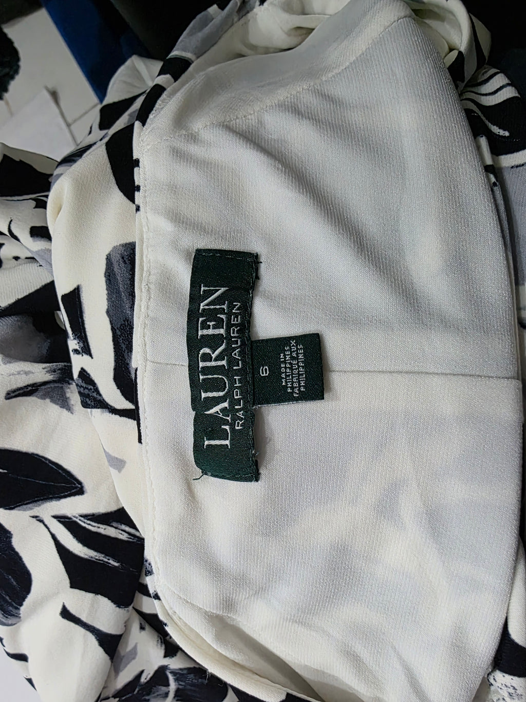 Vestido Ralph Lauren Gris/blanco Flores Talla 6 Manga Corta