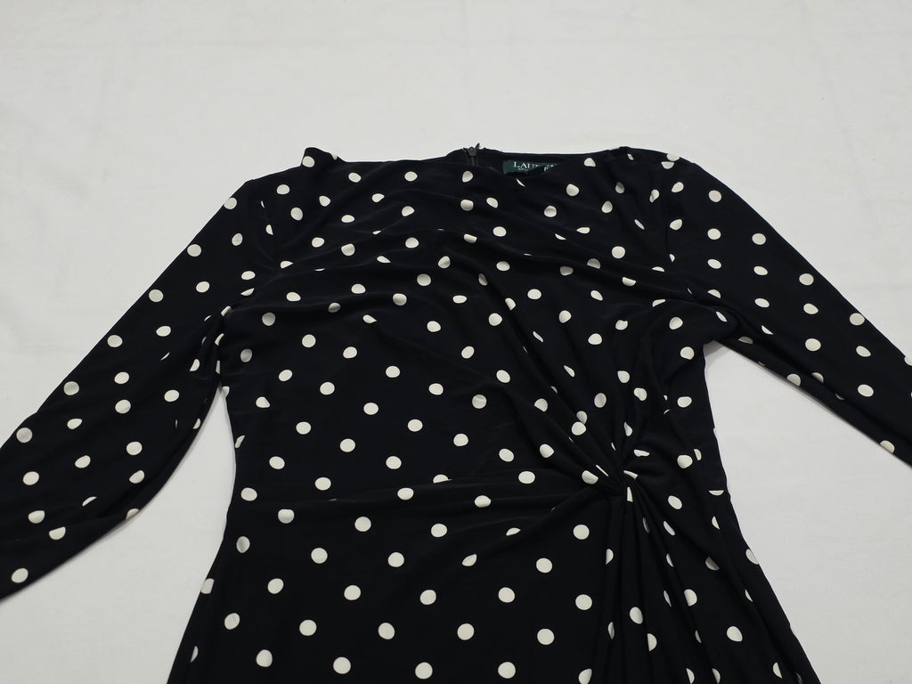 Vestido Ralph Lauren Mujer Talla 10 Color Negro De Lunares