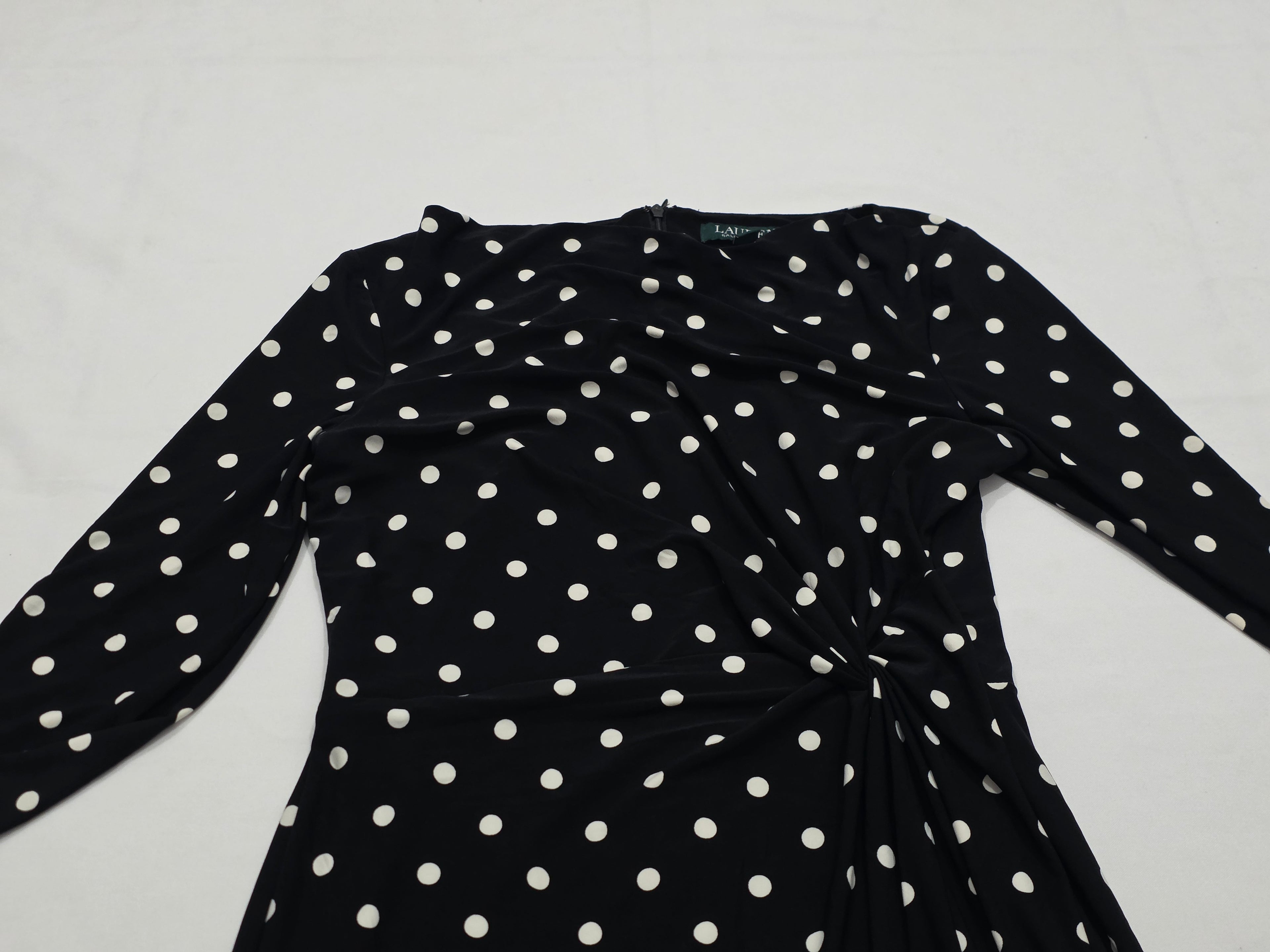 Vestido Ralph Lauren Mujer Talla 10 Color Negro De Lunares