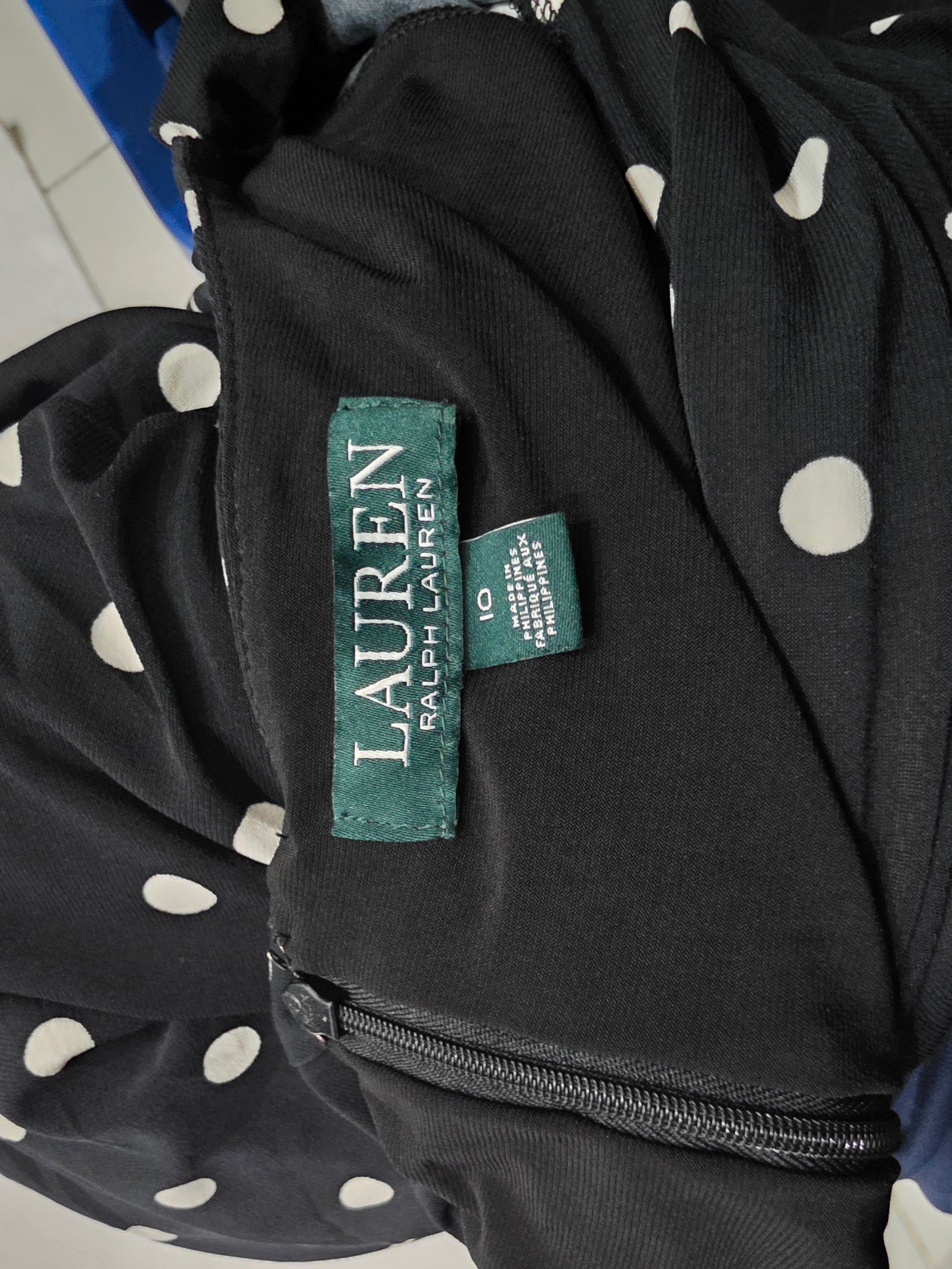 Vestido Ralph Lauren Mujer Talla 10 Color Negro De Lunares