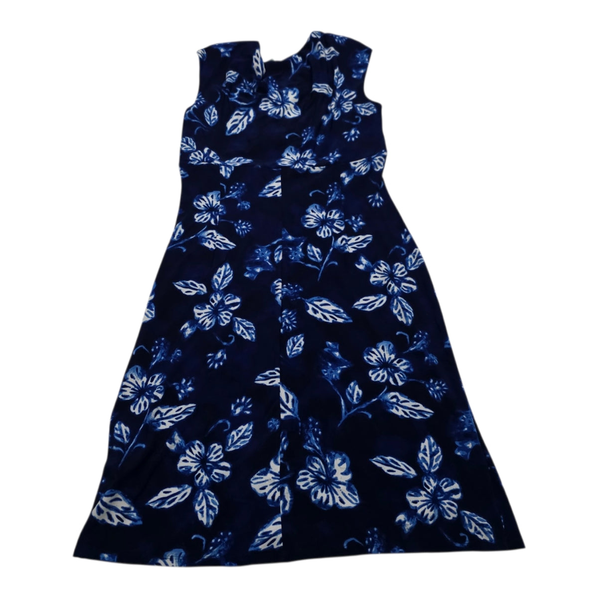 Vestido Ralph Lauren Mujer 12 Azul Con Flores Sin Manga