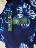 Vestido Ralph Lauren Mujer 12 Azul Con Flores Sin Manga
