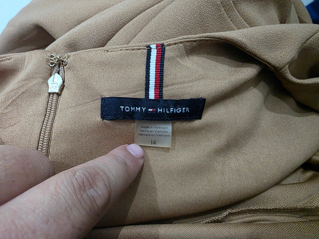 Vestido Midi Tommy Hilfiger Camel Manga Larga Dorados 14
