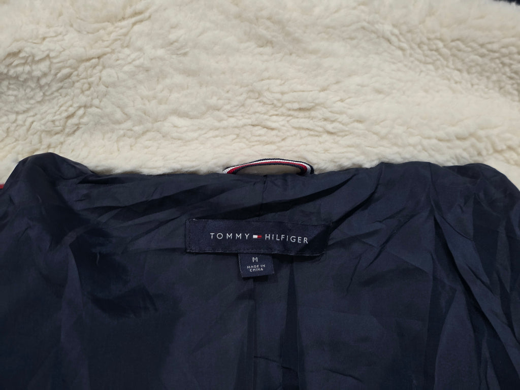 Chamarra Afelpada Tommy Hilfiger Mujer Mediana Crema Gorro