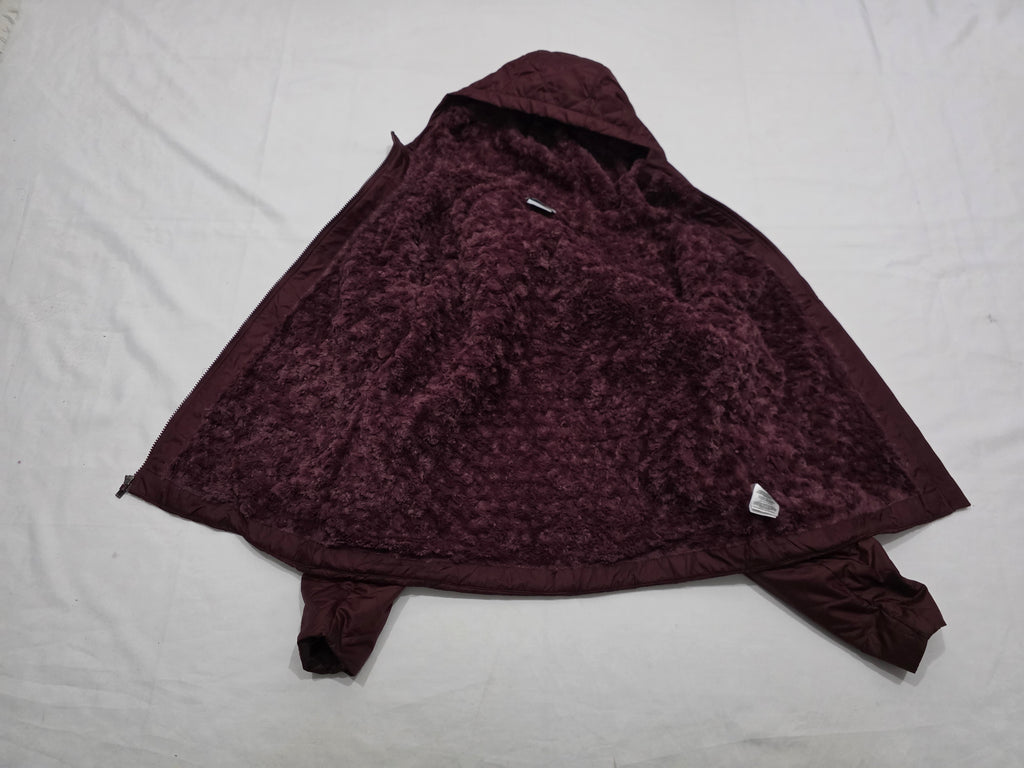 Chamarra Columbia De Mujer Talla Grande Color Vino Afelpada