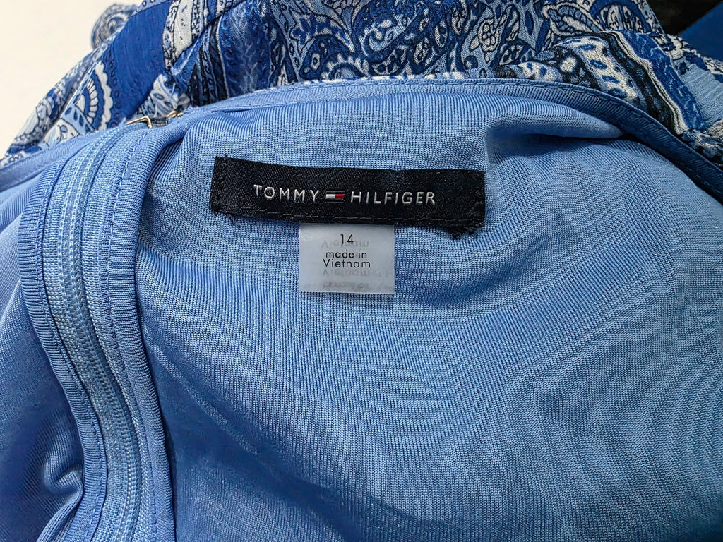 Vestido Tommy Hilfiger Talla 14 Azul Figuras