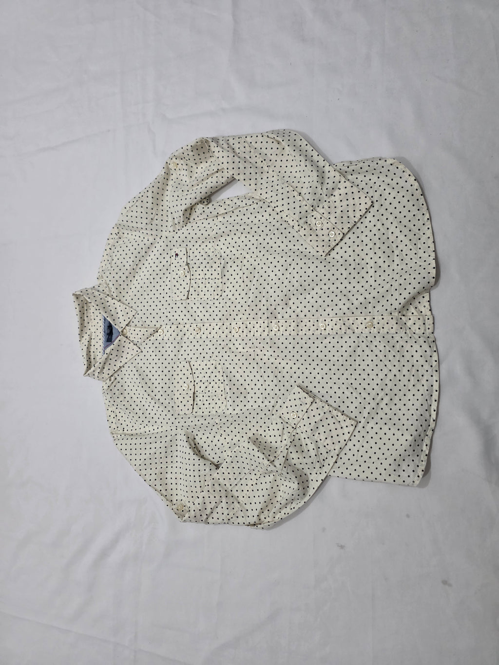 Camisa Crema Tommy Hilfiger Xgrande Xl Puntos