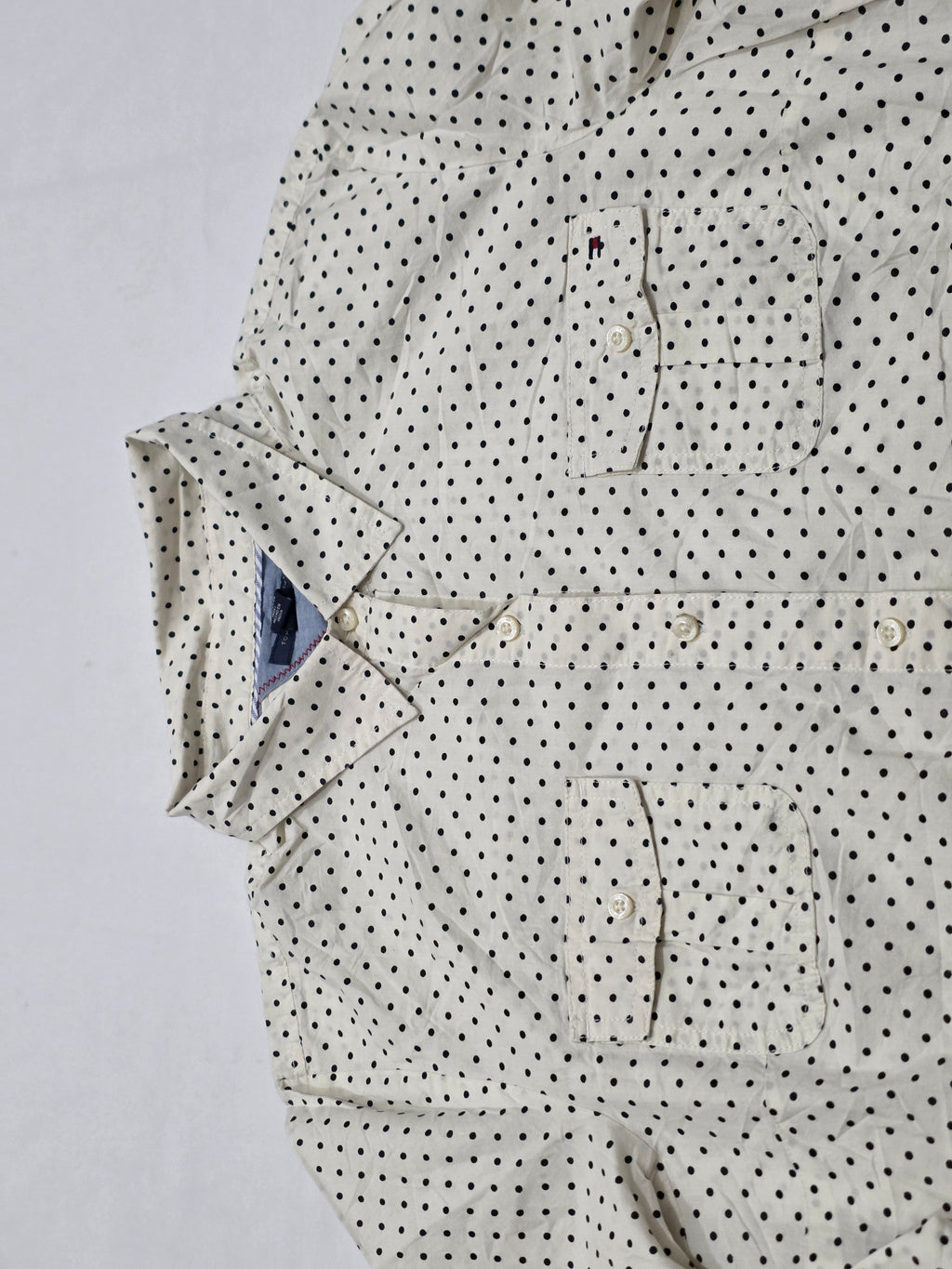 Camisa Crema Tommy Hilfiger Xgrande Xl Puntos