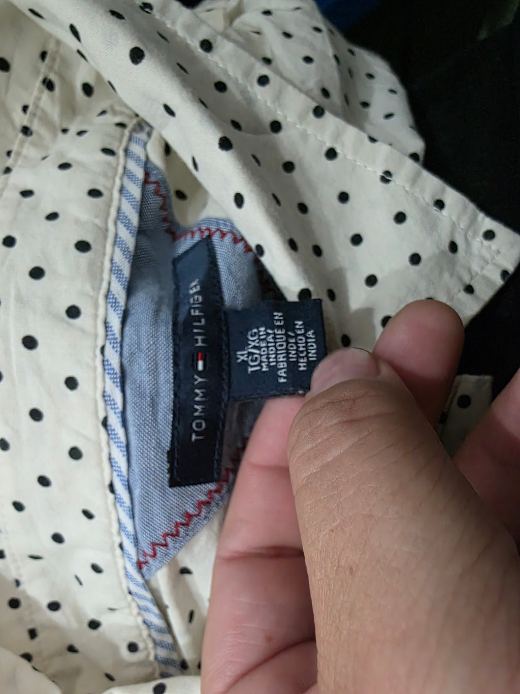 Camisa Crema Tommy Hilfiger Xgrande Xl Puntos