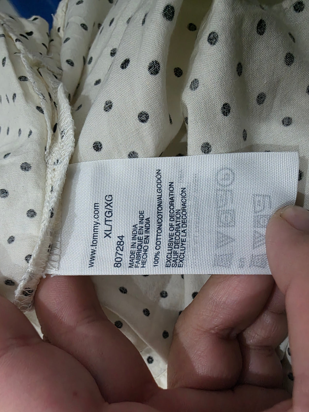 Camisa Crema Tommy Hilfiger Xgrande Xl Puntos