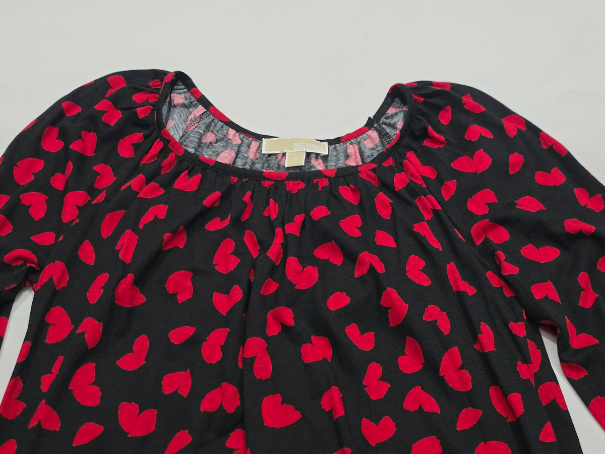Blusa Michael Kors Chico S Rojo Con Negro Corazones