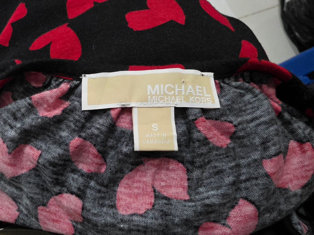 Blusa Michael Kors Chico S Rojo Con Negro Corazones