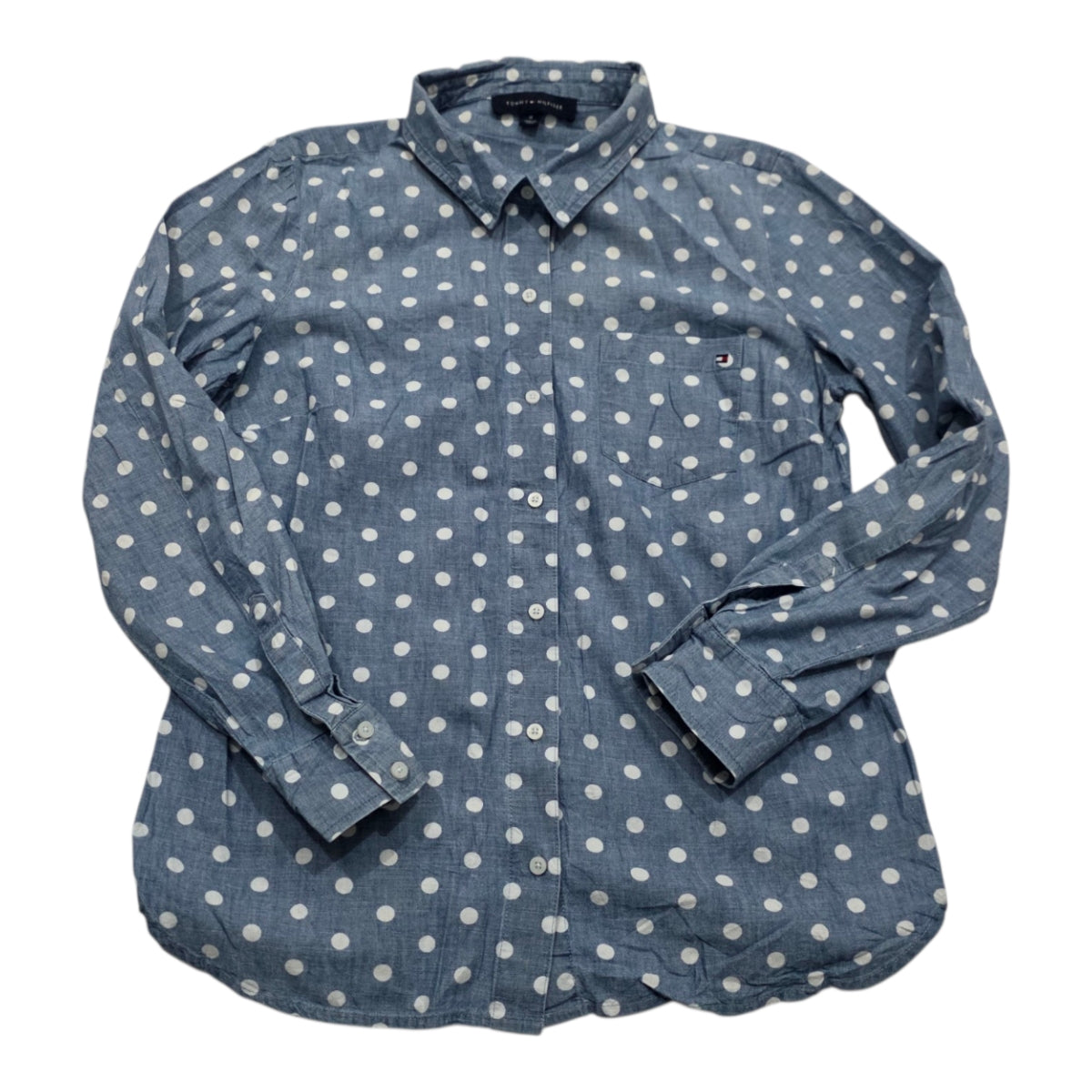 Camisa Tommy Hilfiger Mediana M Azul Acero Lunares