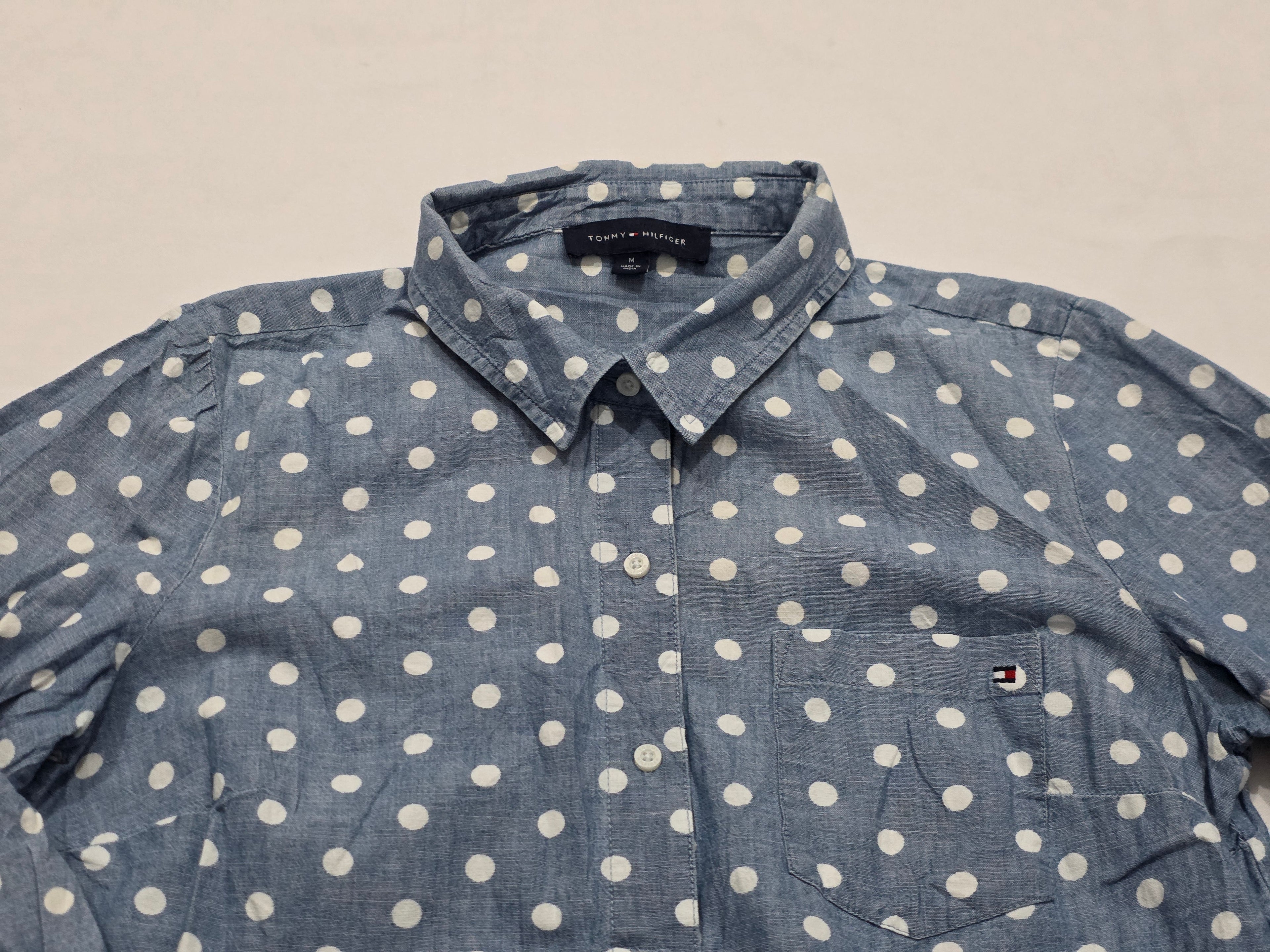 Camisa Tommy Hilfiger Mediana M Azul Acero Lunares