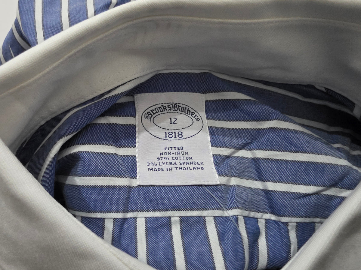 Camisa Brooks Brothers Talla 12 Azul Rayada
