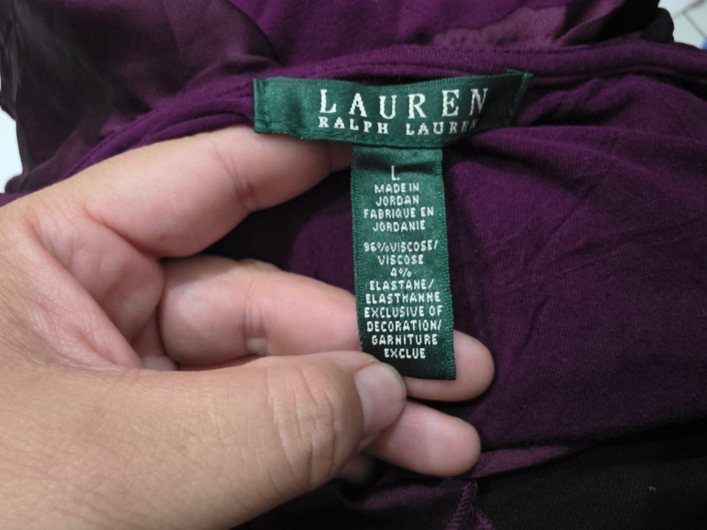 Blusa Ralph Lauren Grande L Morada Con Olanes