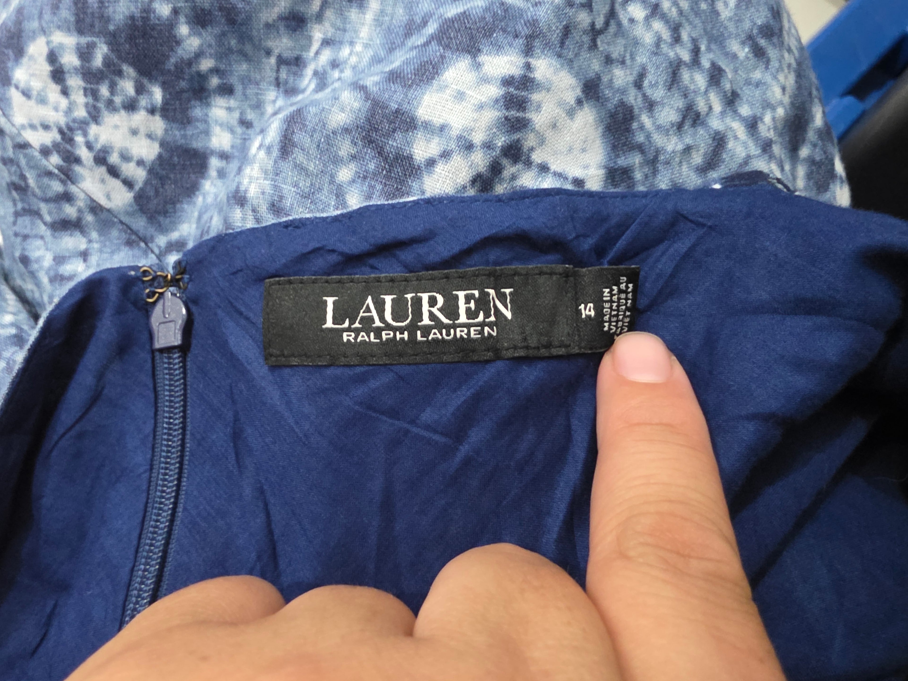 Vestido Ralph Lauren Talla 14 De Lino Azul