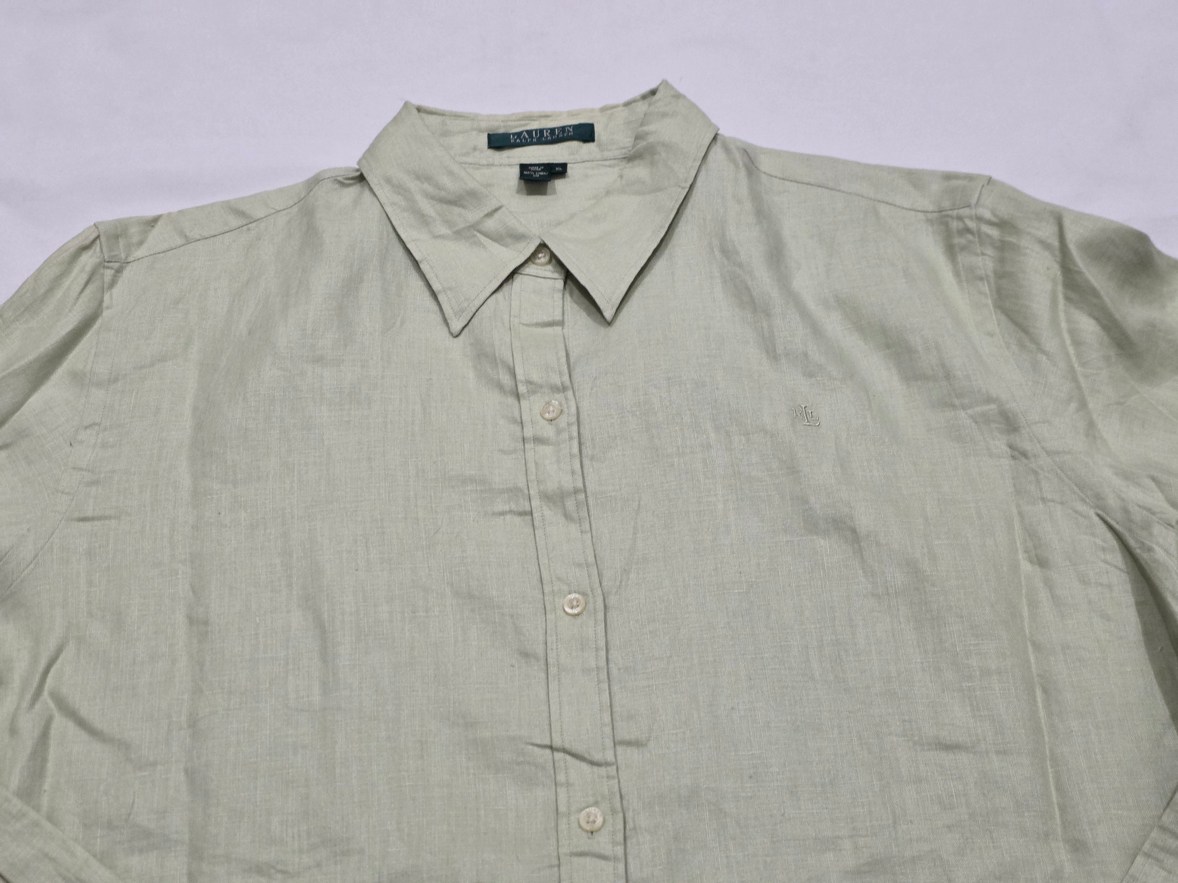 Camisa De Lino Ralph Lauren Xgrande Xl Verde
