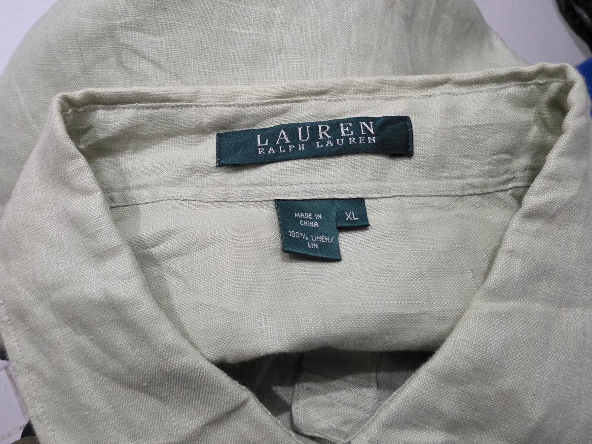 Camisa De Lino Ralph Lauren Xgrande Xl Verde