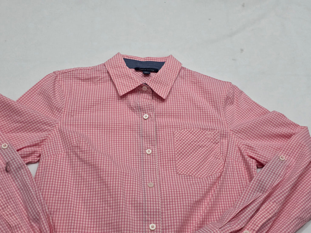 Camisa Tommy Hilfiger De Mujer Extra Chica Rosa A Cuadros