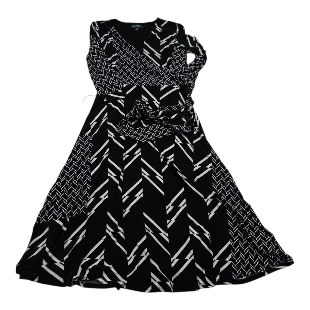 Vestido Ralph Lauren Con Cinturon Negro/blanco Talla 2