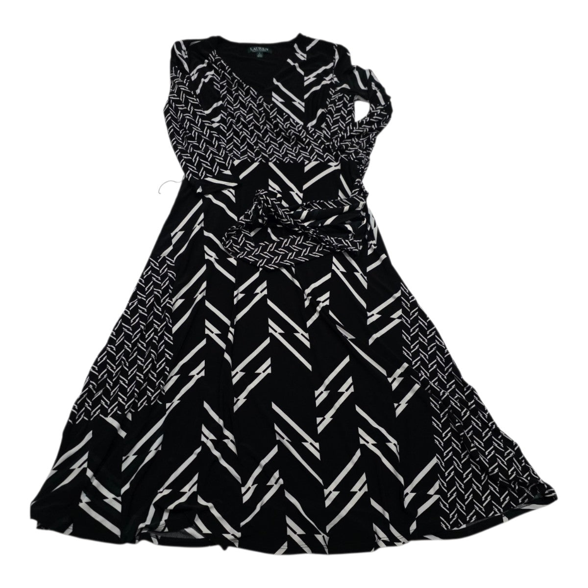 Vestido Ralph Lauren Con Cinturon Negro/blanco Talla 2