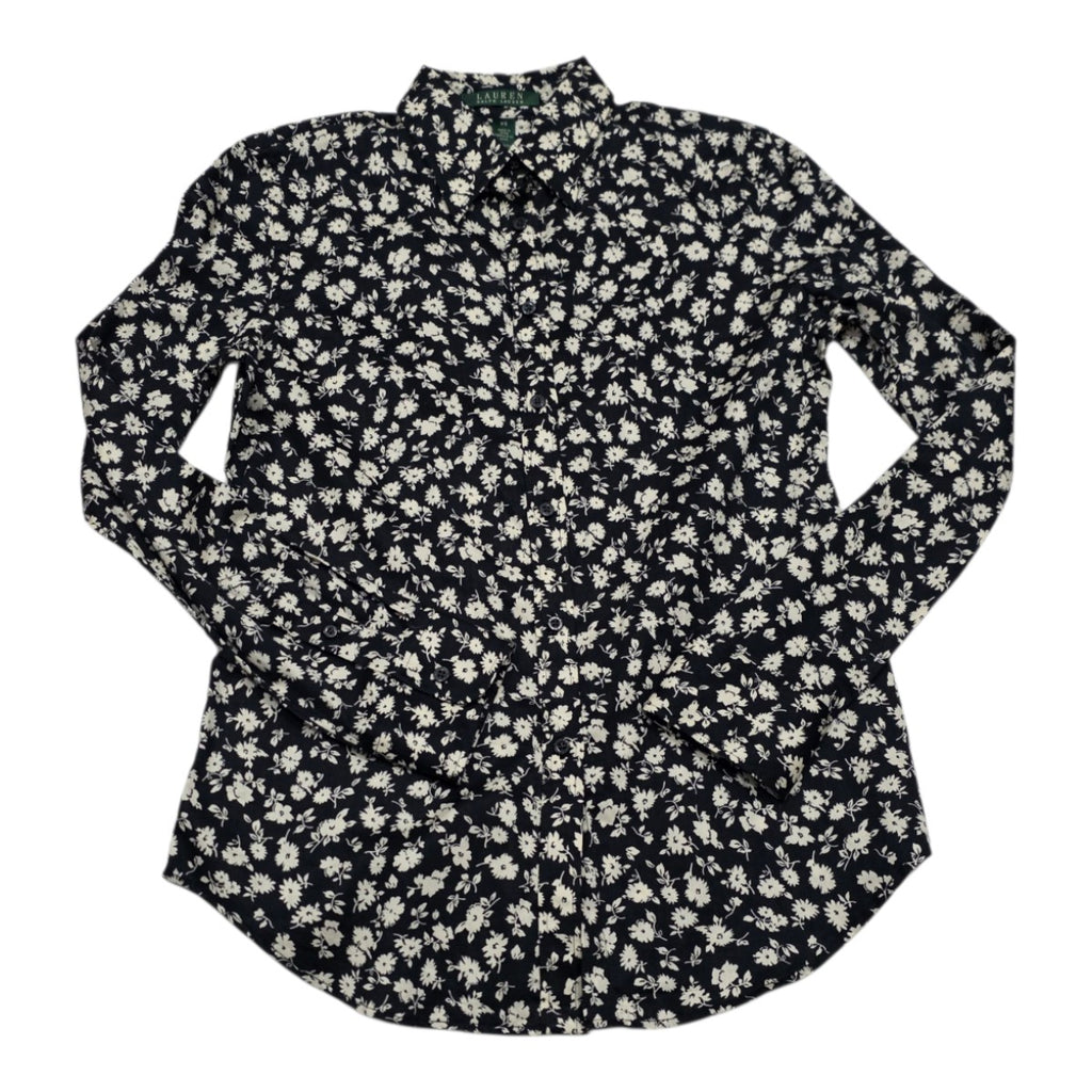 Camisa Ralph Lauren De Mujer Extra Chica Floreda Negra/beige