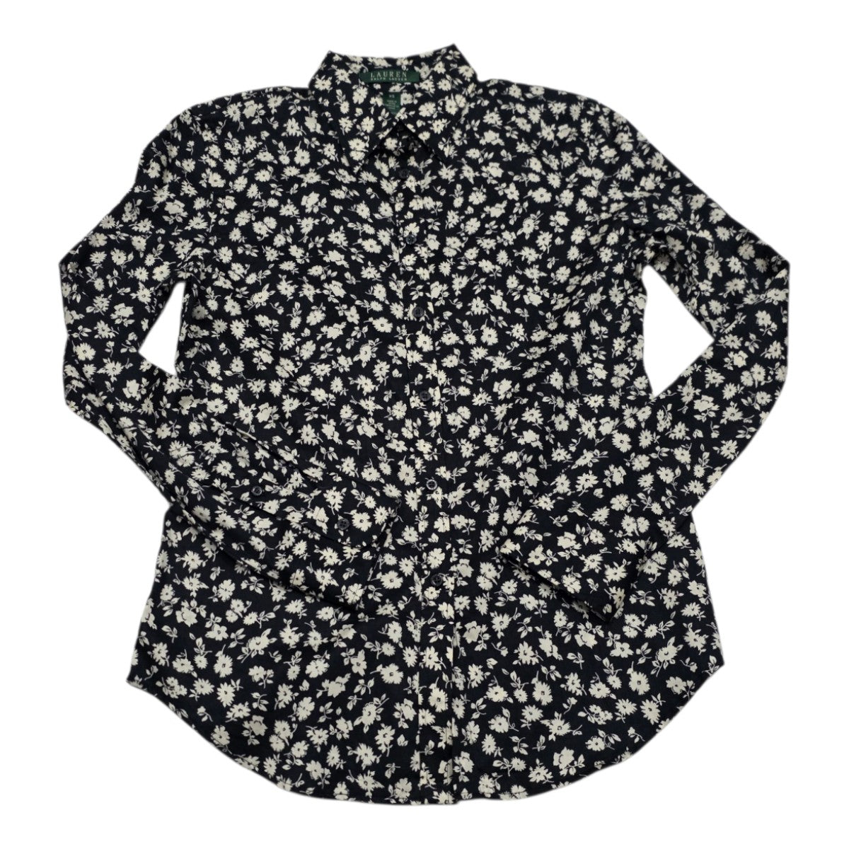 Camisa Ralph Lauren De Mujer Extra Chica Floreda Negra/beige