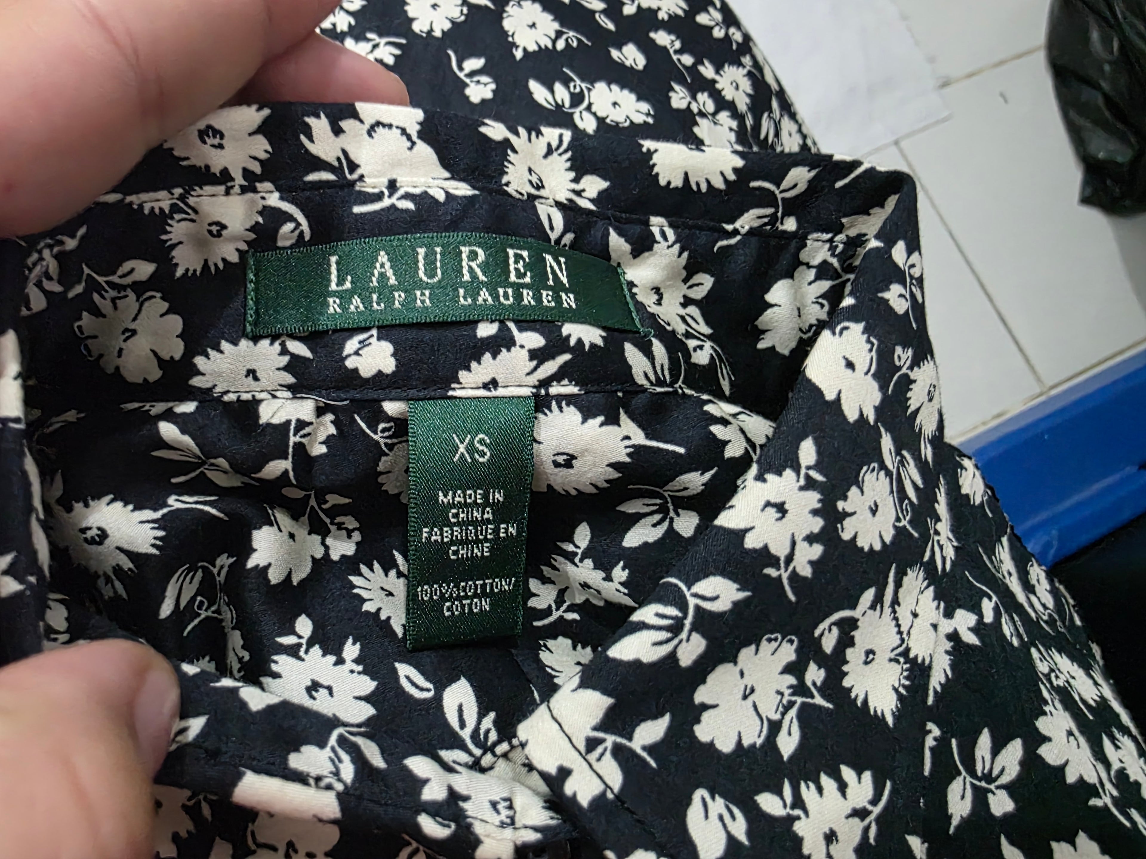 Camisa Ralph Lauren De Mujer Extra Chica Floreda Negra/beige
