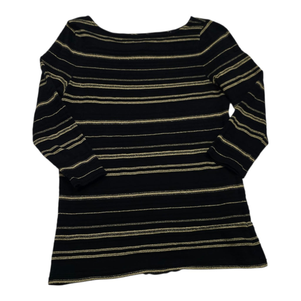 Blusa Ralph Lauren Chica Negro Con Dorado Manga Larga