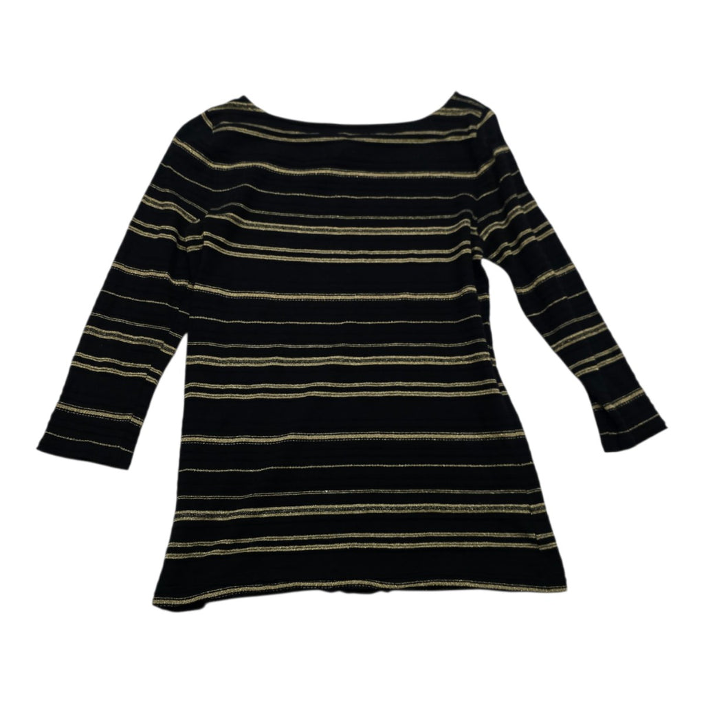 Blusa Ralph Lauren Chica Negro Con Dorado Manga Larga
