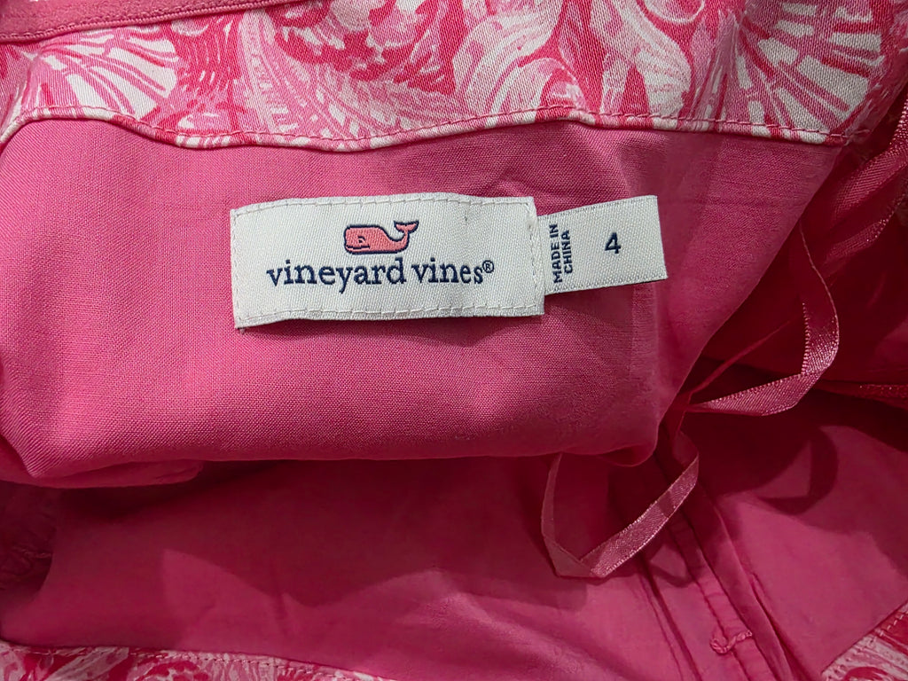 Vestido Strapple Vineyard Vines Talla 4 Rosa Caracoles