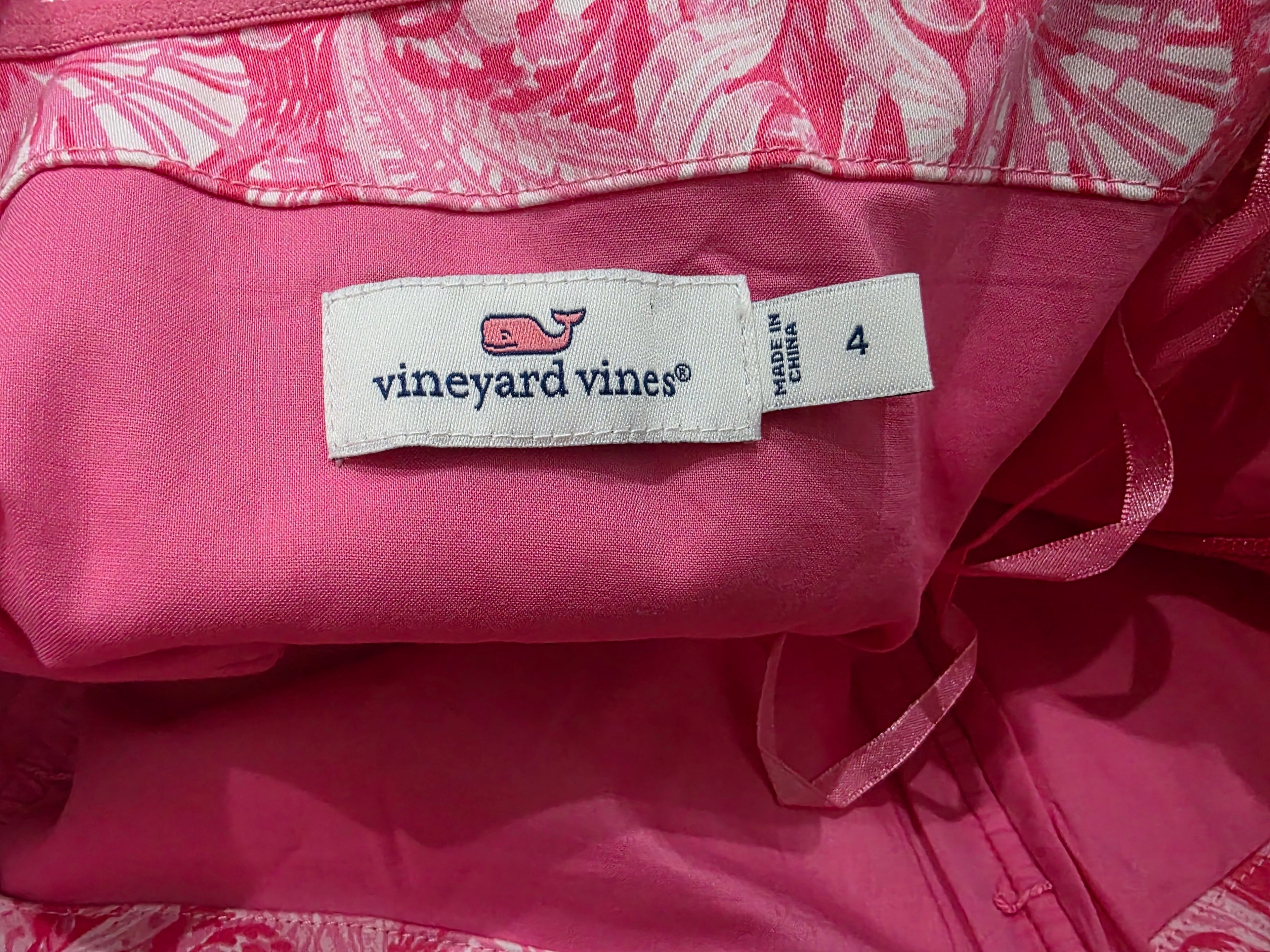 Vestido Strapple Vineyard Vines Talla 4 Rosa Caracoles