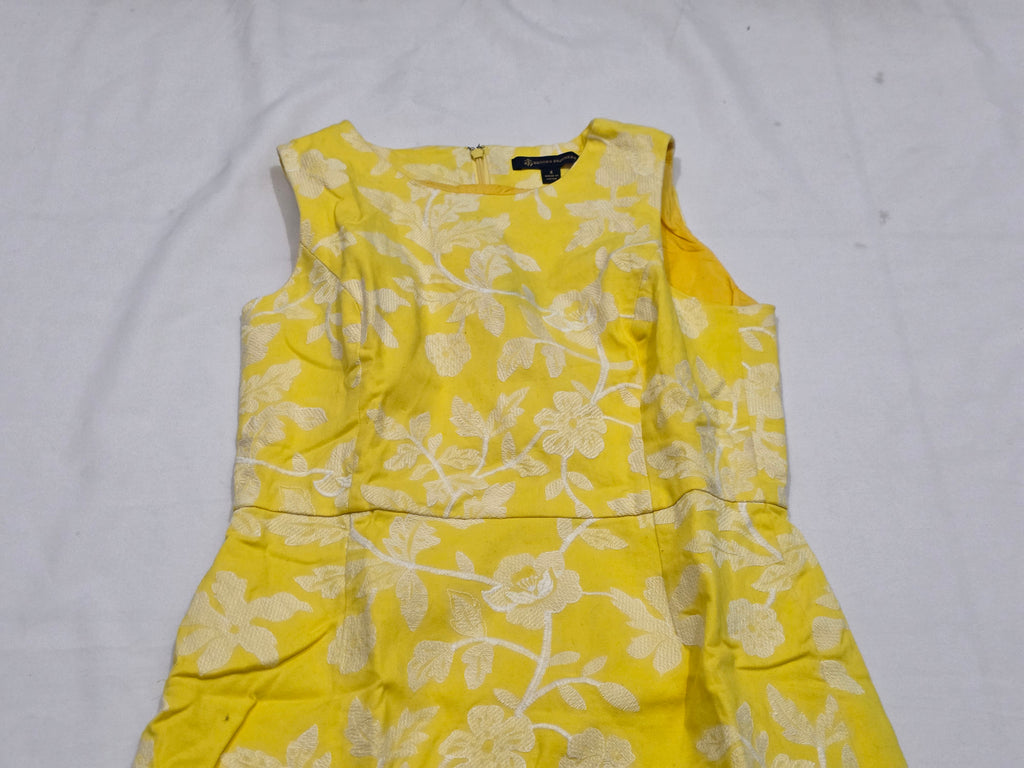 Vestido Brooks Brothers Color Amarillo Talla 4 Floreado