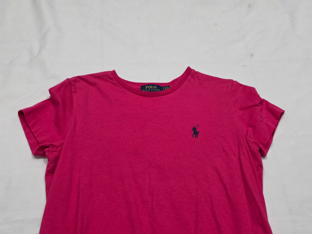 Playera Ralph Lauren De Mujer Talla Chica Fucsia Poni Azul