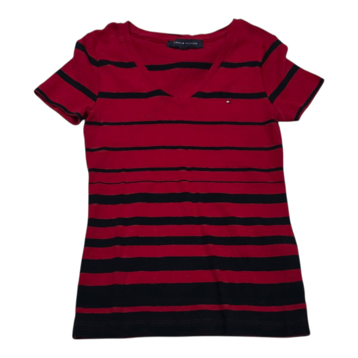 Playera Tommy Hilfiger De Mujer Talla Chica Rojo Rayado