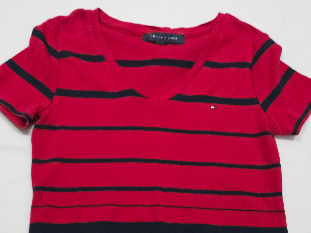 Playera Tommy Hilfiger De Mujer Talla Chica Rojo Rayado