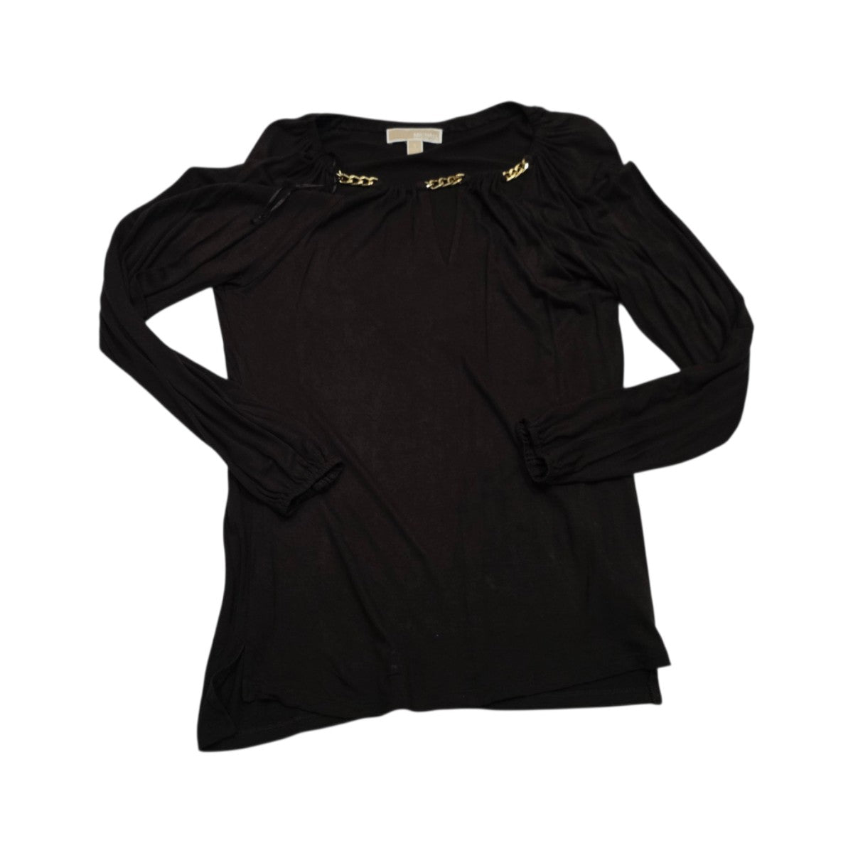 Blusa Michael Kors Cafe Manga Larga Con Cadena Talla Chica