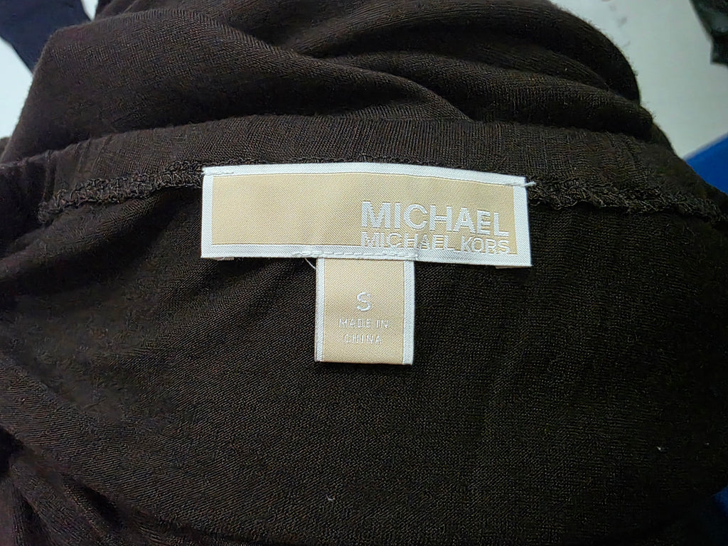 Blusa Michael Kors Cafe Manga Larga Con Cadena Talla Chica