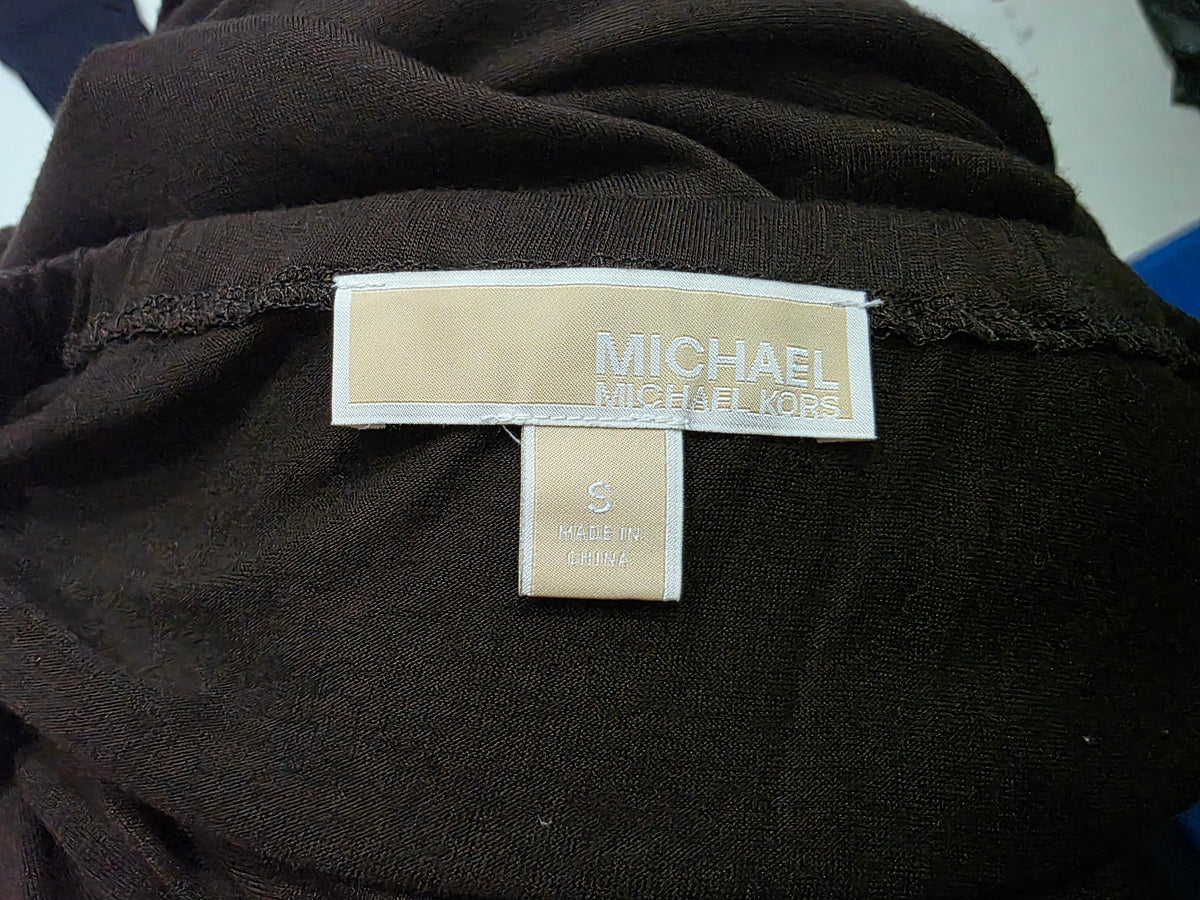 Blusa Michael Kors Cafe Manga Larga Con Cadena Talla Chica