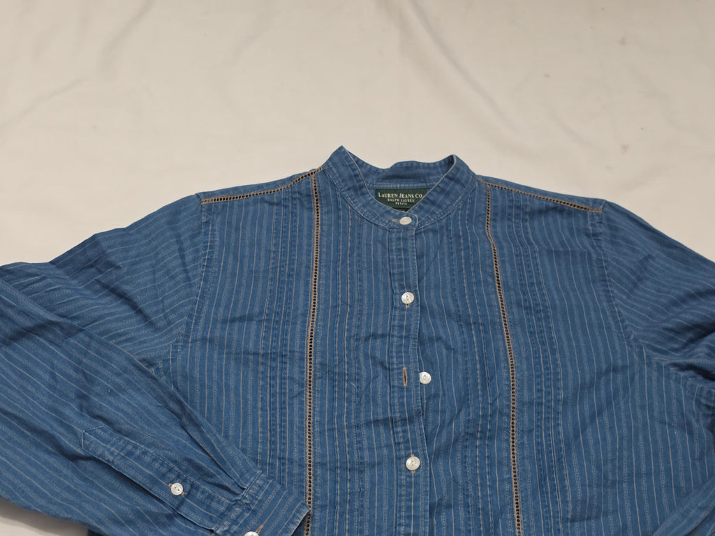 Camisa Ralph Lauren Talla 10p Azul Con Naranja