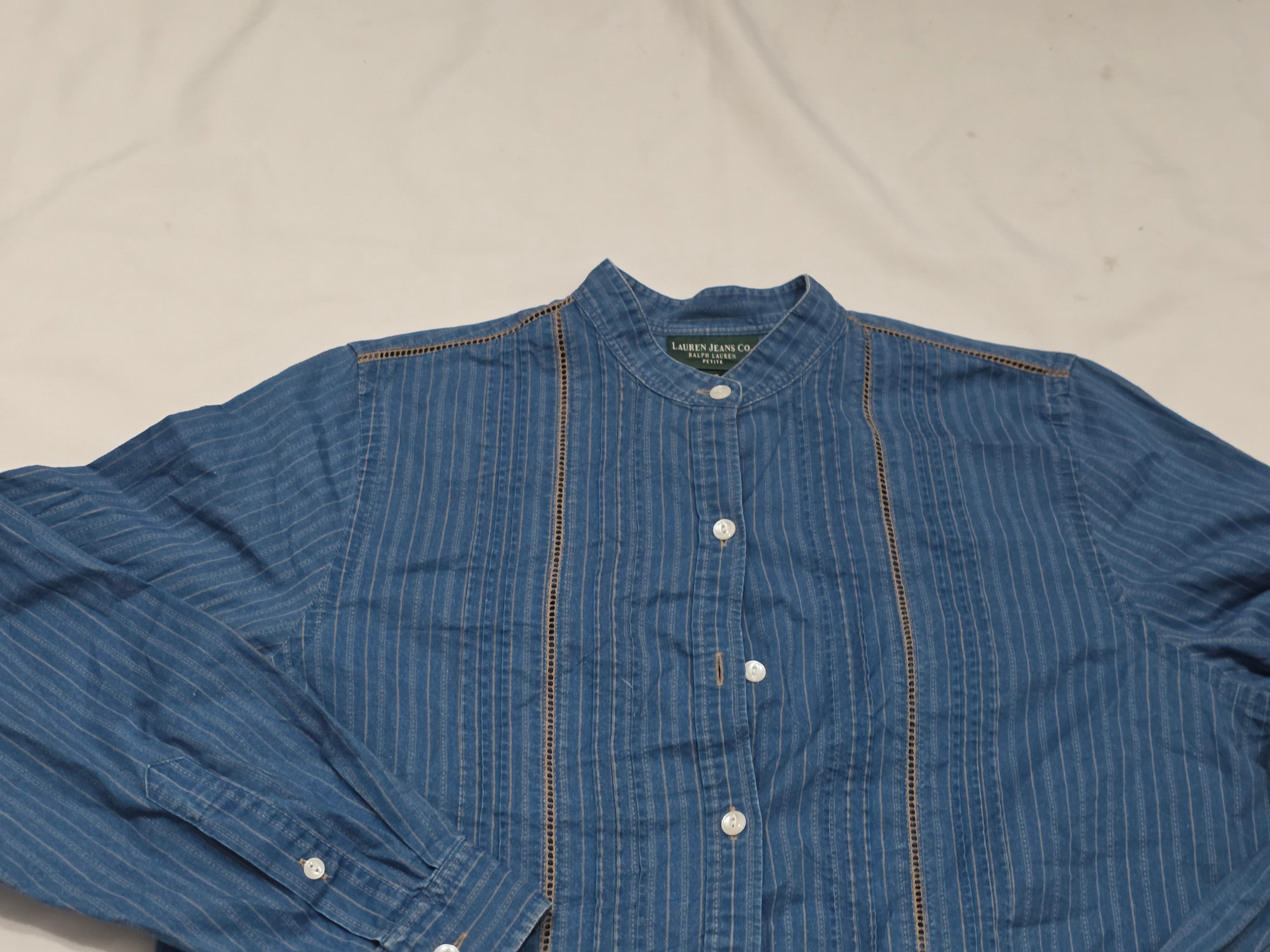 Camisa Ralph Lauren Talla 10p Azul Con Naranja