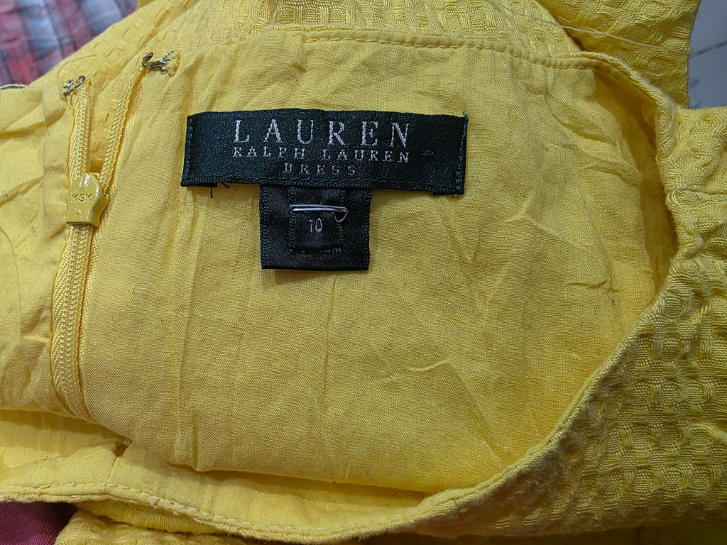 Vestido Ralph Lauren De Mujer Talla 10 Sin Mangas Amarillo