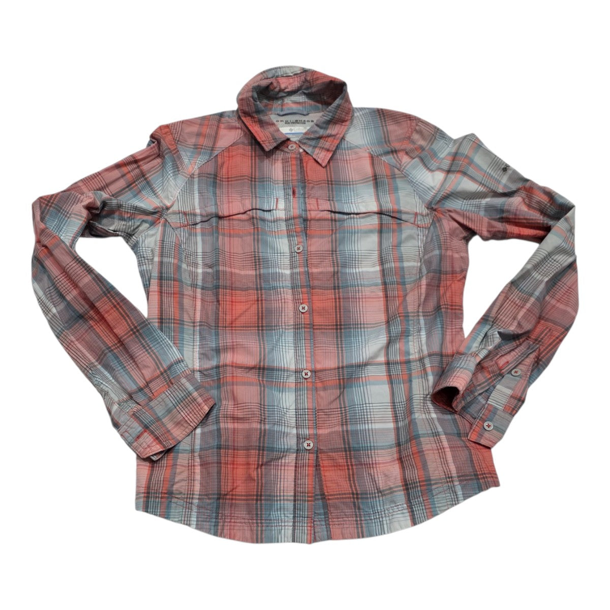 Camisa Columbia Sun Protection De Mujer Mediana Naranja/gris
