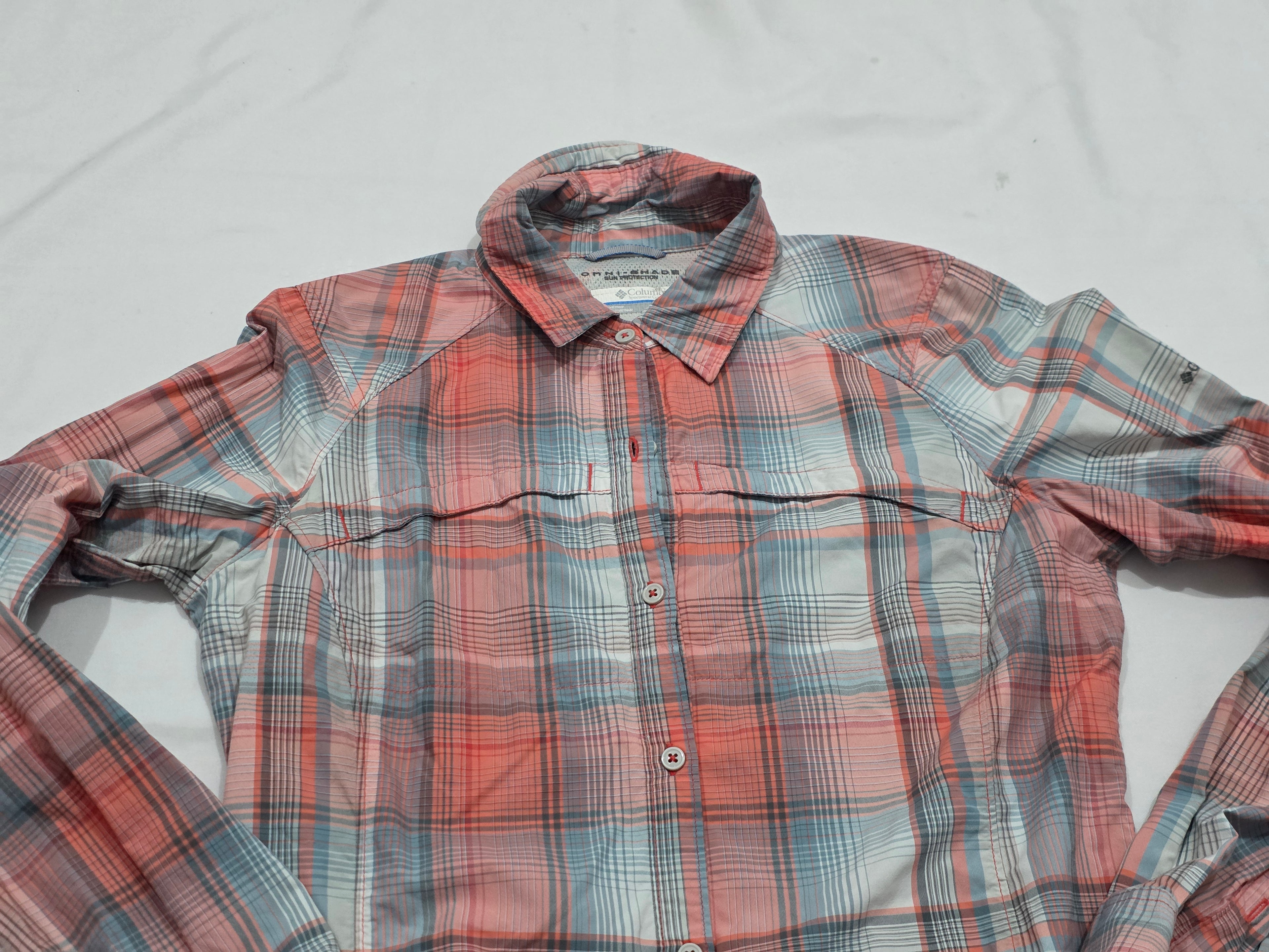 Camisa Columbia Sun Protection De Mujer Mediana Naranja/gris