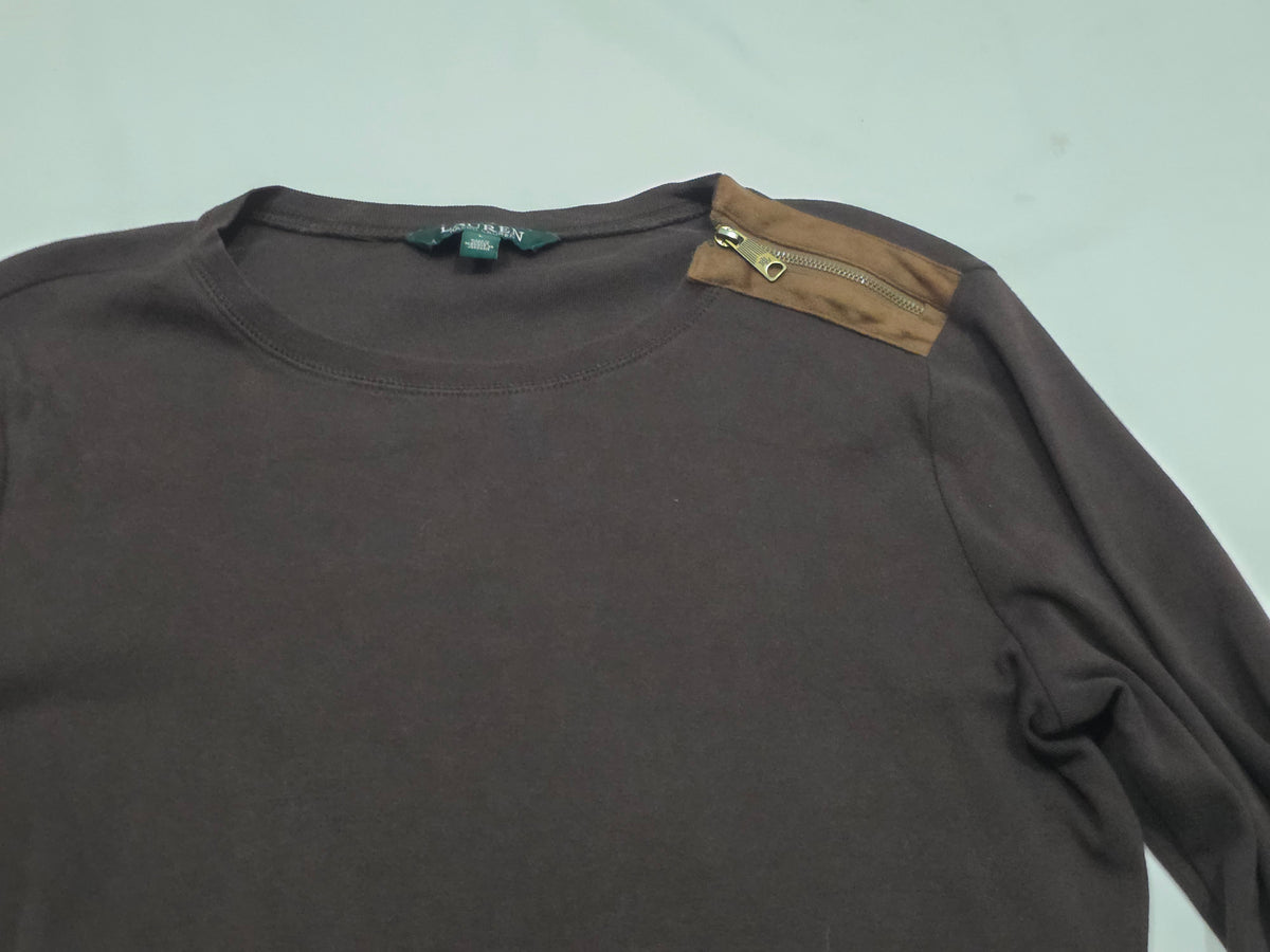 Playera Ralph Lauren Grande L Con Coderas Cafe