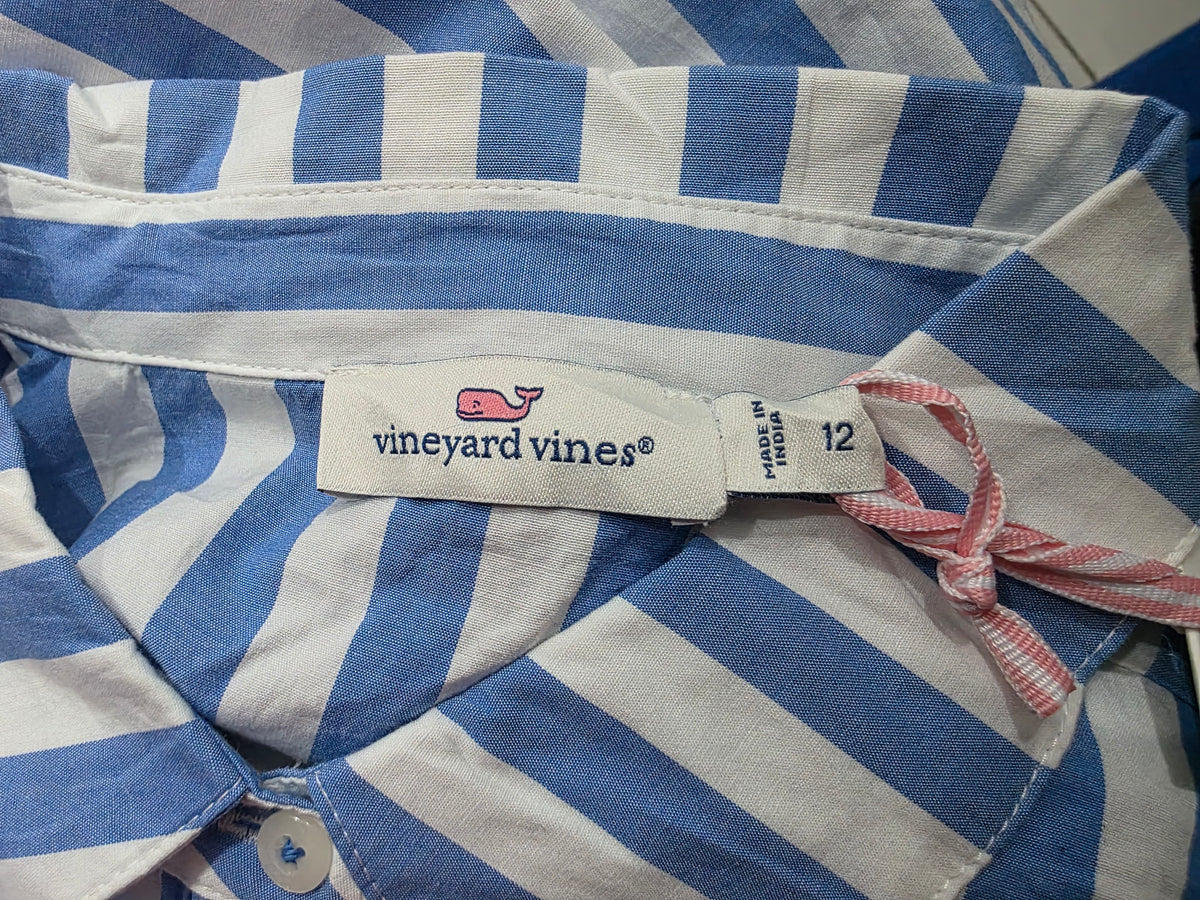 Camisa Vineyard Vines Talla 12 Azul/blanco De Lineas