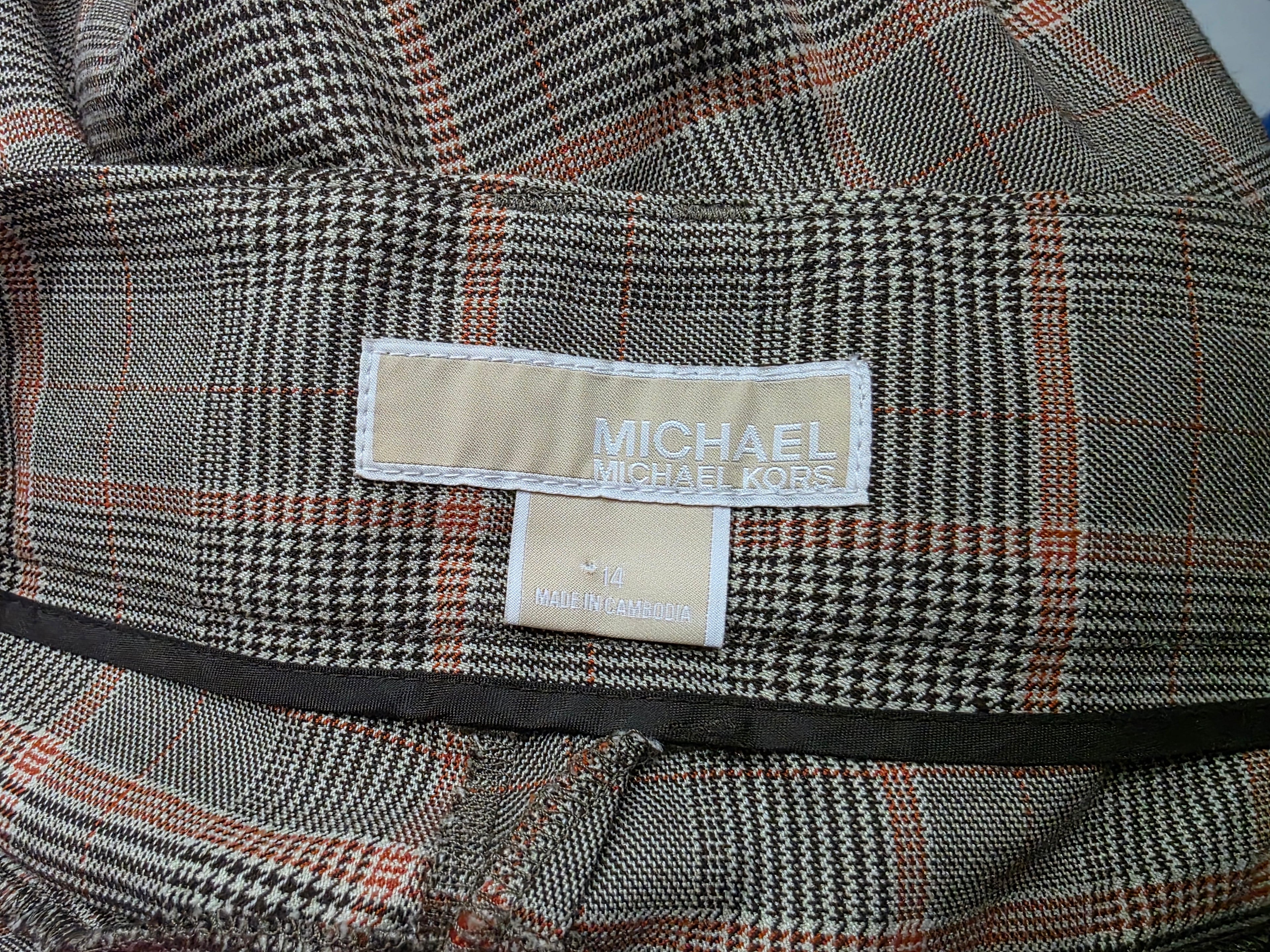 Falda Michael Kors De Mujer Talla 14 Color Cafe Cuadriculada